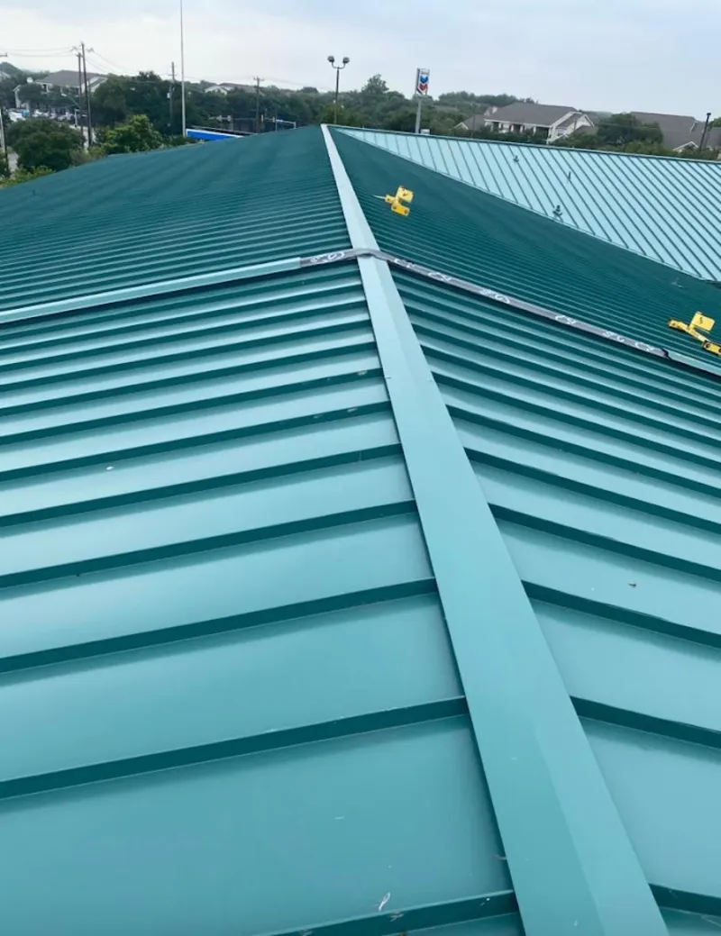 Green commercial metal roof ridge and valley for Metal Roof Repair in Upper Dublin